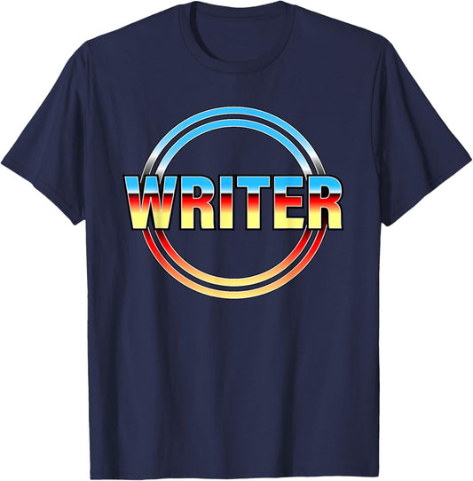 Writer Retro Style T-Shirt - T-Shirt | Navy