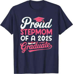 Proud Stepmom of a 2025 Graduate Senior Mother's Day Family T-Shirt - T-Shirt | Navy