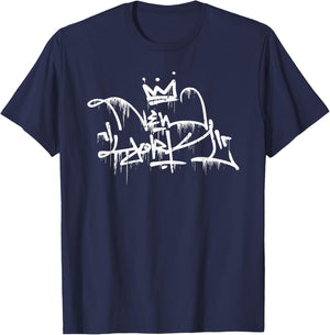 New York Graffiti Drip T-Shirt - T-Shirt | Navy