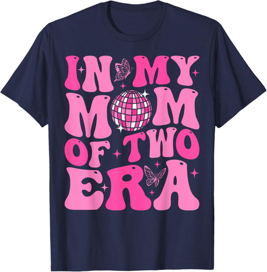 Groovy In My Mom Of Two Era Funny Mother's Day T-Shirt - T-Shirt | Navy