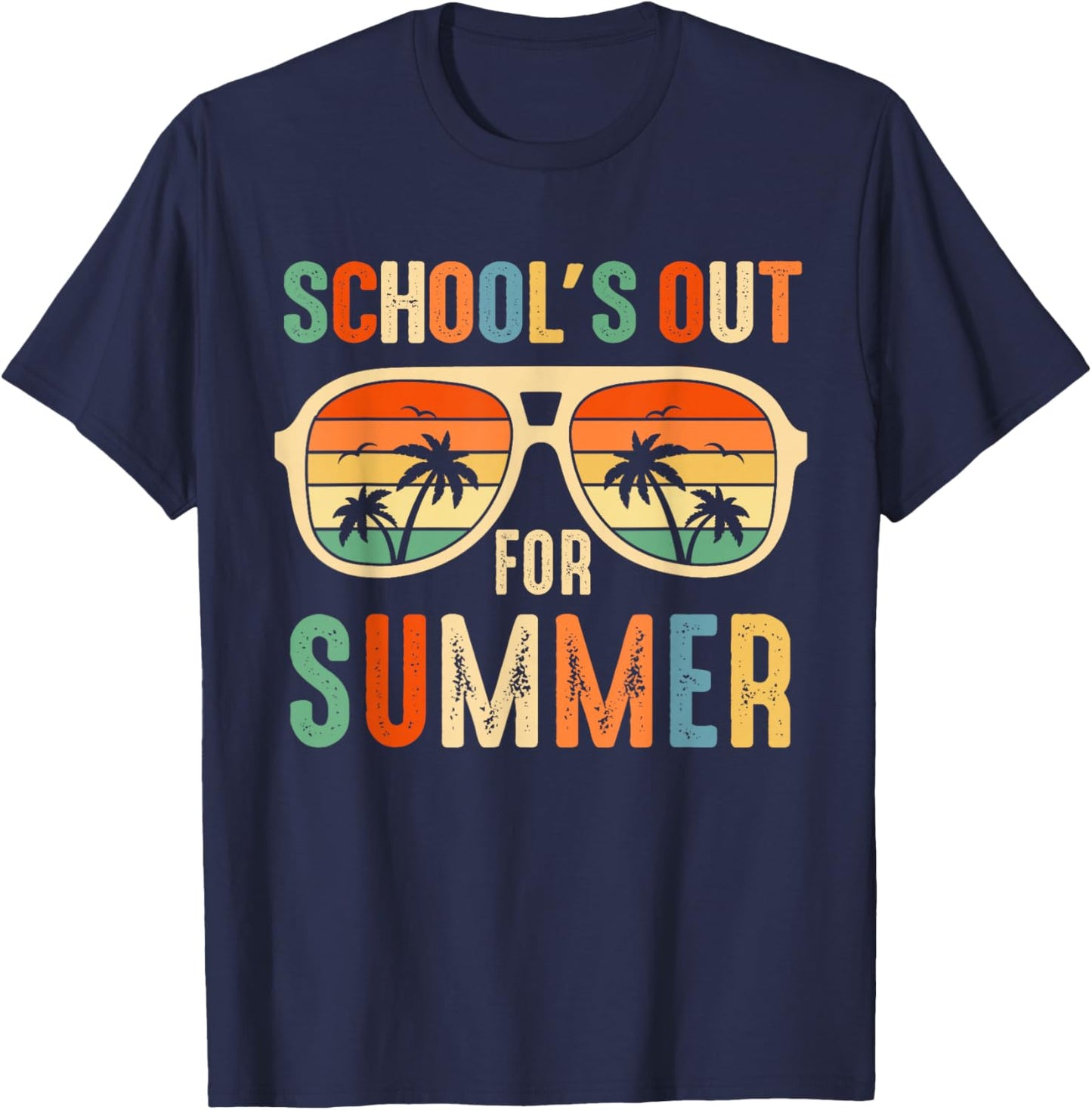 Retro School's Out for Summer Teacher Last Day of School T-Shirt - T-Shirt | Navy