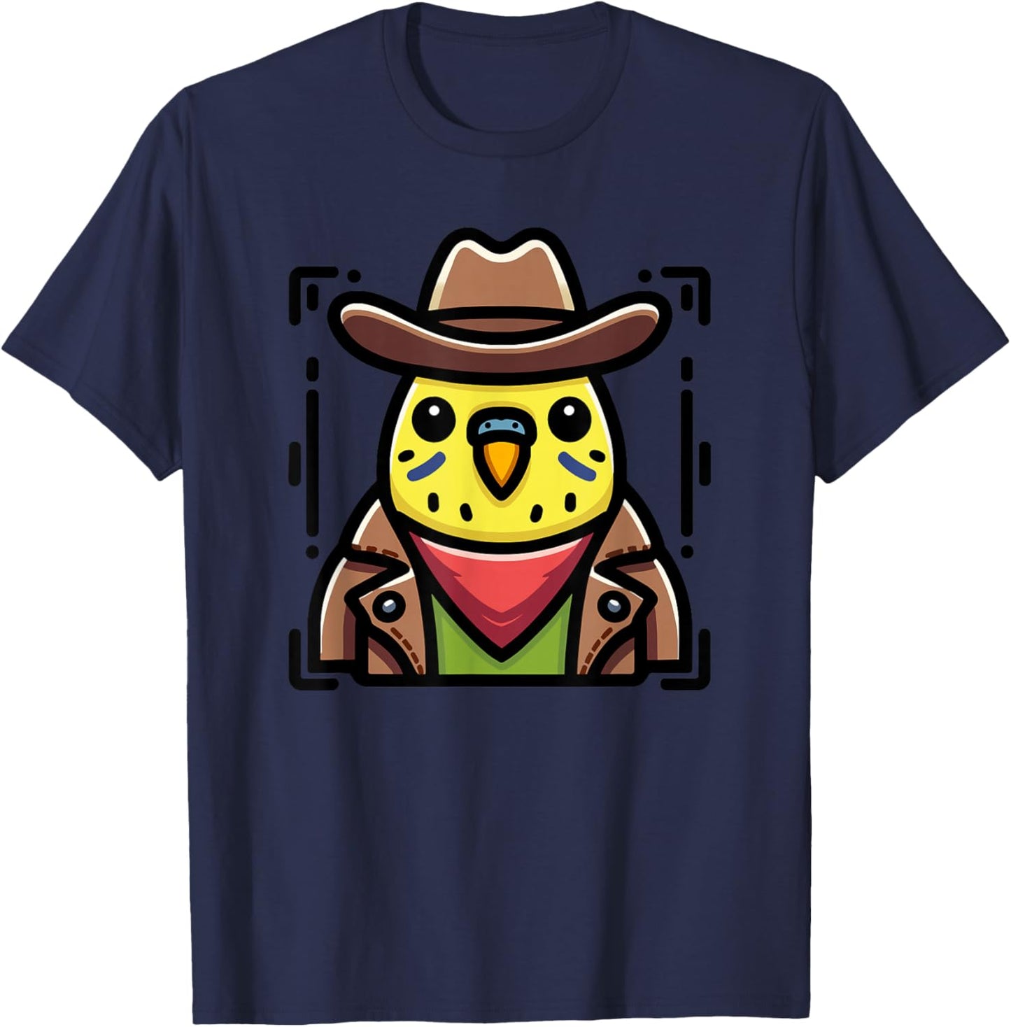 Cowboy Parakeet Bird Western Theme Funny Graphic T-Shirt - T-Shirt | Navy