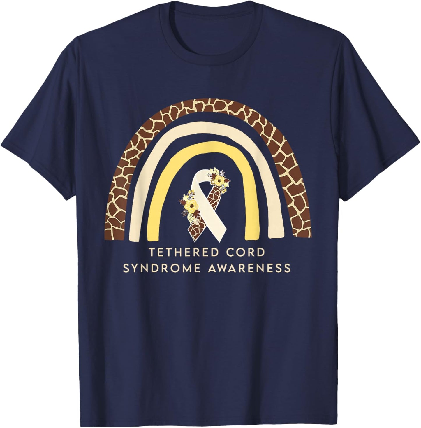 Rainbow Tethered Cord Syndrome Awareness TCS Support T-Shirt - T-Shirt | Navy