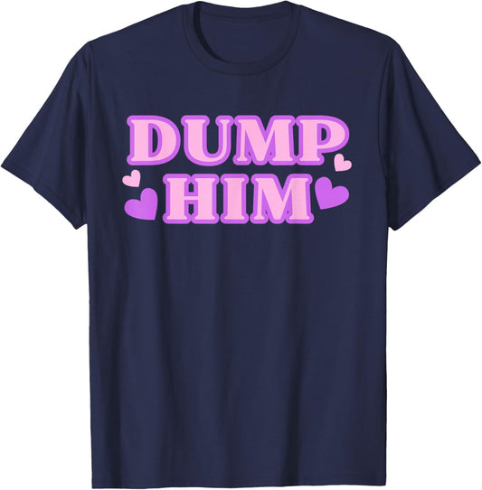 Dump Him Bestie Pink and Purple Hearts T-Shirt - T-Shirt | Navy