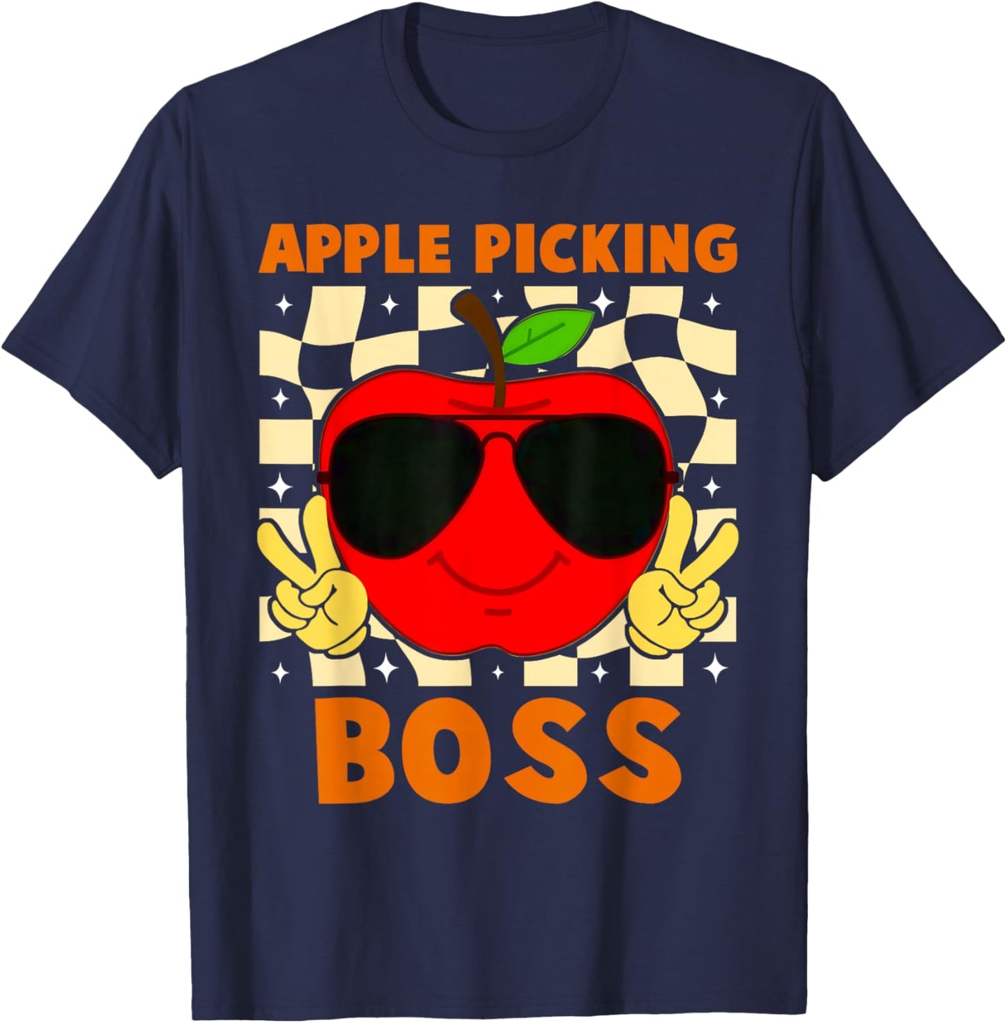 Apple Picking Boss Apples Orchard Pumpkin Farm Family Trip T-Shirt - T-Shirt | Navy