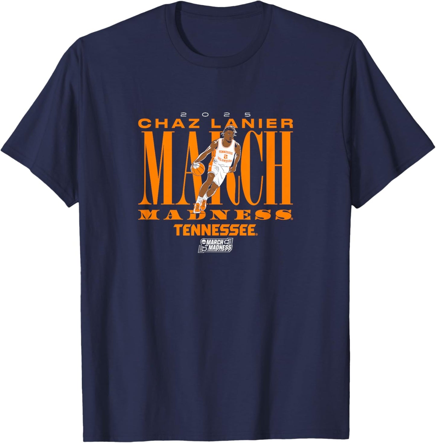 Tennessee Volunteers Basketball: Chaz Lanier March Madness T-Shirt - T-Shirt | Navy