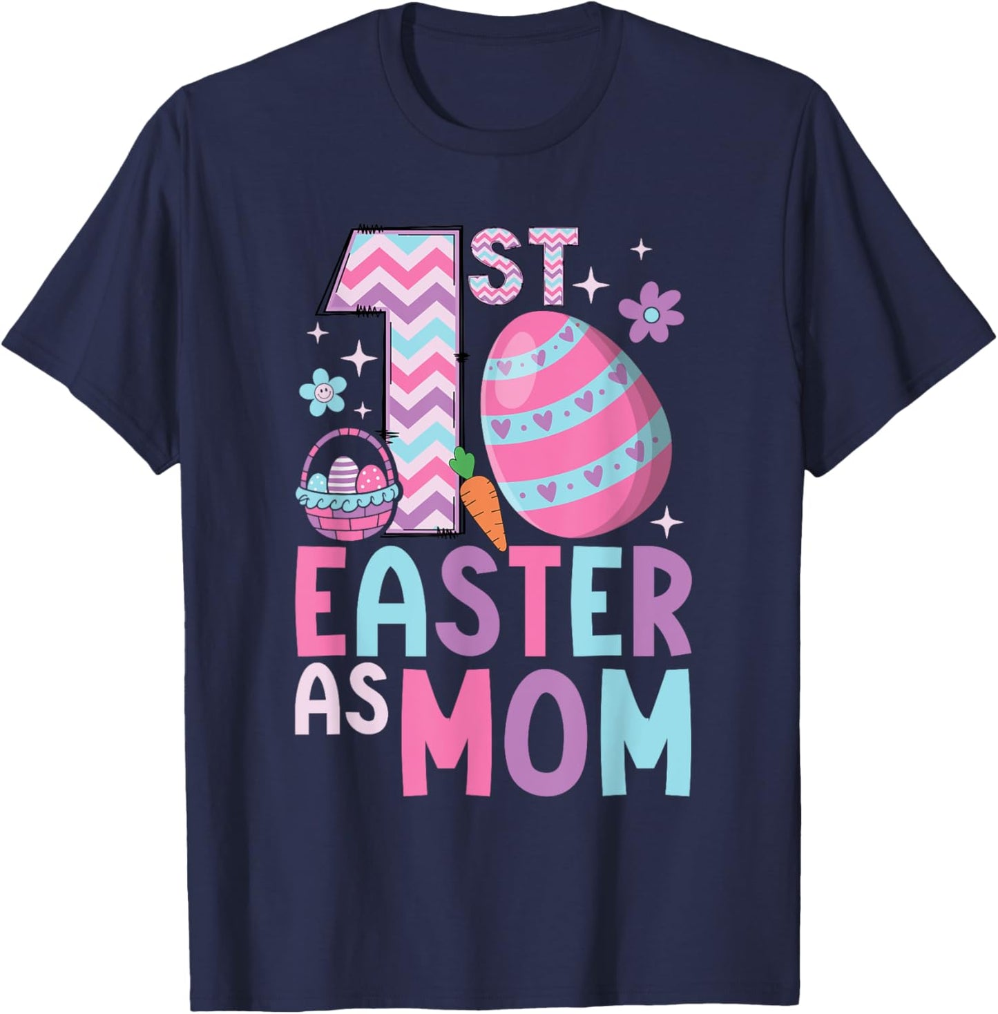 First Easter As Mom Matching Family 1st Easter New Mom T-Shirt - T-Shirt | Navy