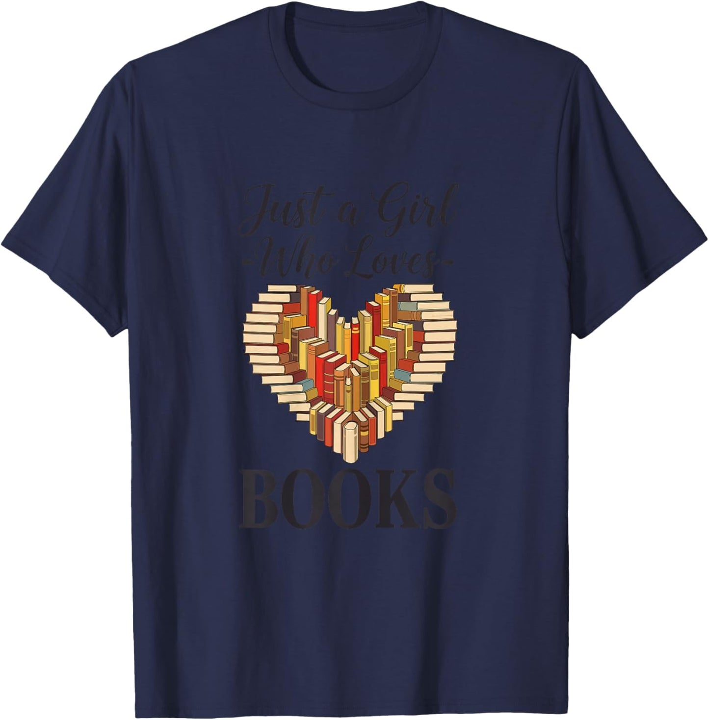 Just a Girl Who Loves Books Pajamas Shirt Reading Book Lover T-Shirt - T-Shirt | Navy