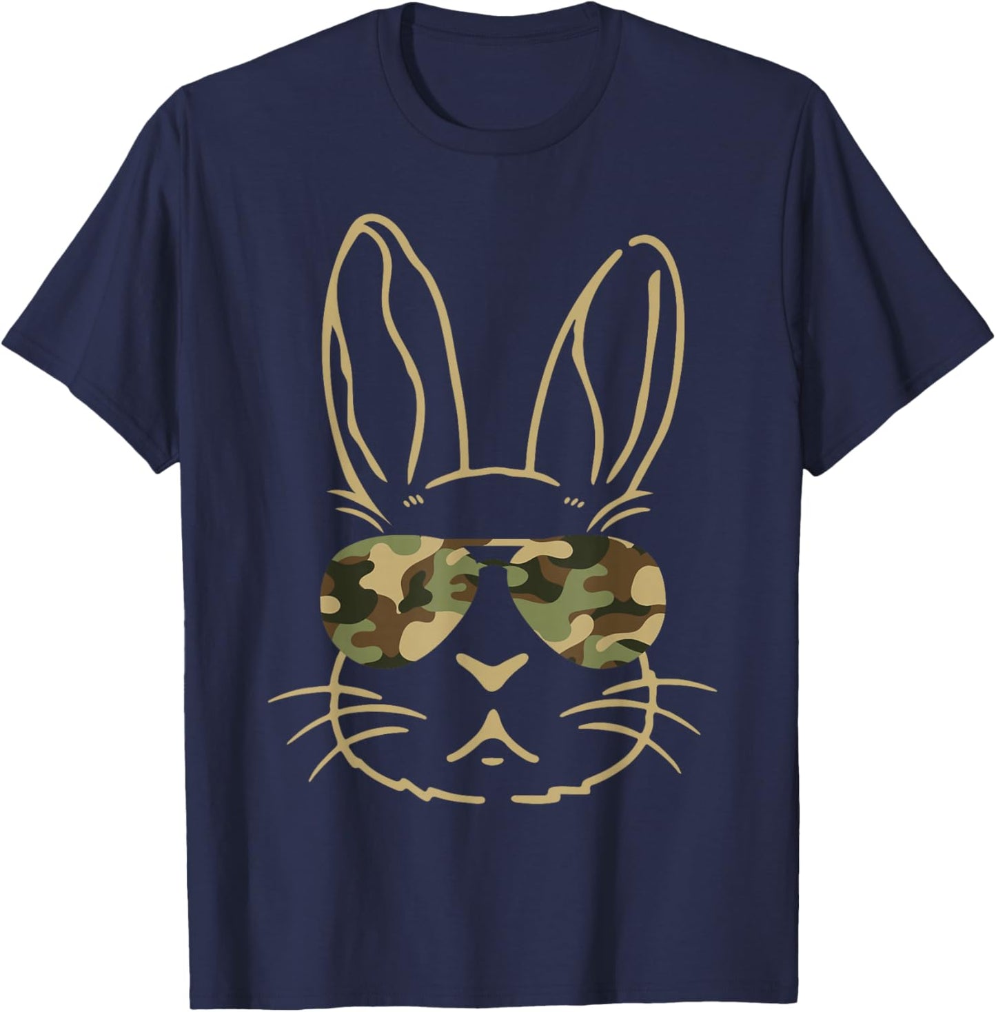 Bunny Ears Retro Vintage Sunglasses Funny Boys Easter Camo T-Shirt - T-Shirt | Navy
