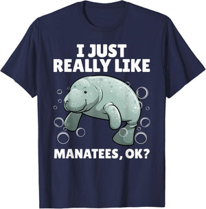 Funny Manatee Art Women Kids Sea Cow Manatee Lover T-Shirt - T-Shirt | Navy