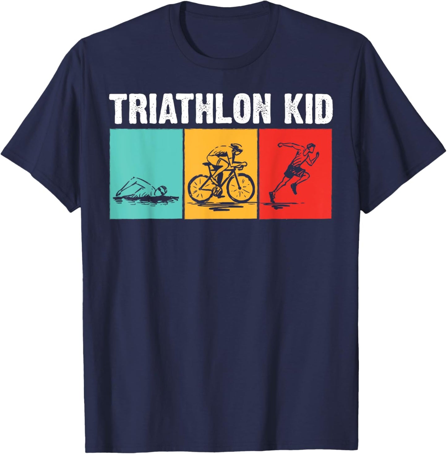 Cool Triathlon For Kids Boys Swimming Running Swim Bike Run T-Shirt - T-Shirt | Navy