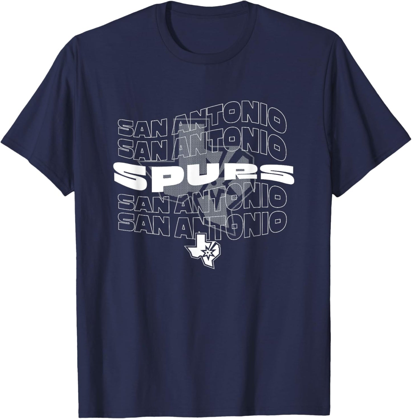 NBA San Antonio Spurs Wave Outline Team Logo T-Shirt - T-Shirt | Navy