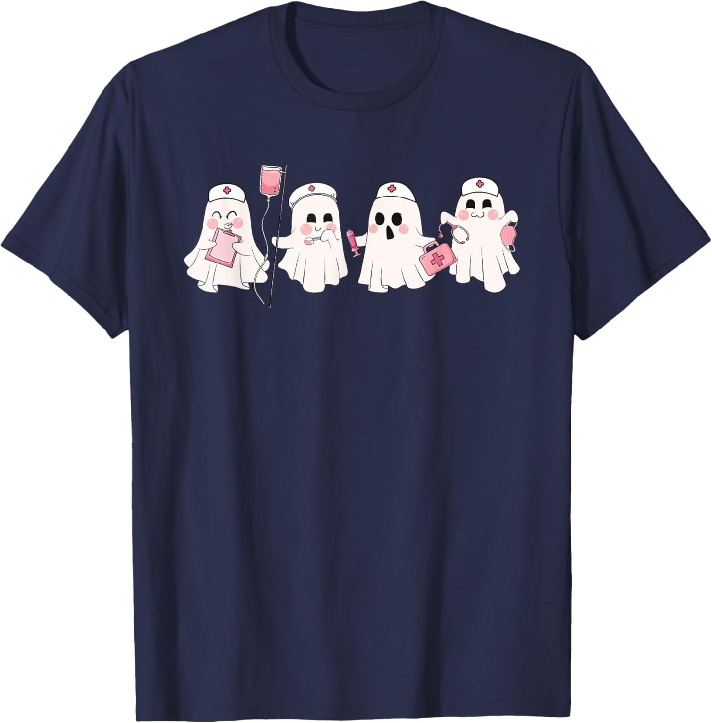 Funny Ghost Spooky Nurse Halloween Cute RN Nurse T-Shirt - T-Shirt | Navy