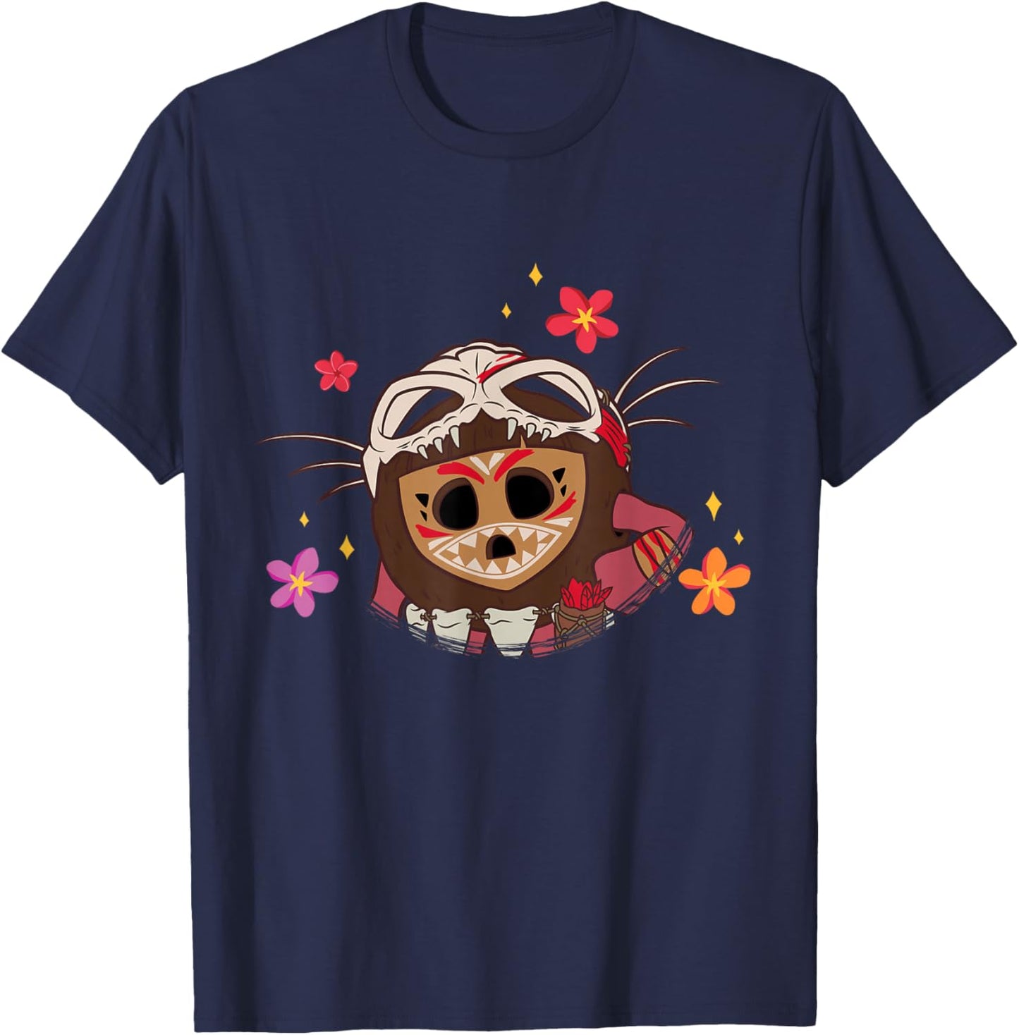 Disney Moana 2 Big Face Kotu Tropical Flowers Costume T-Shirt - T-Shirt | Navy