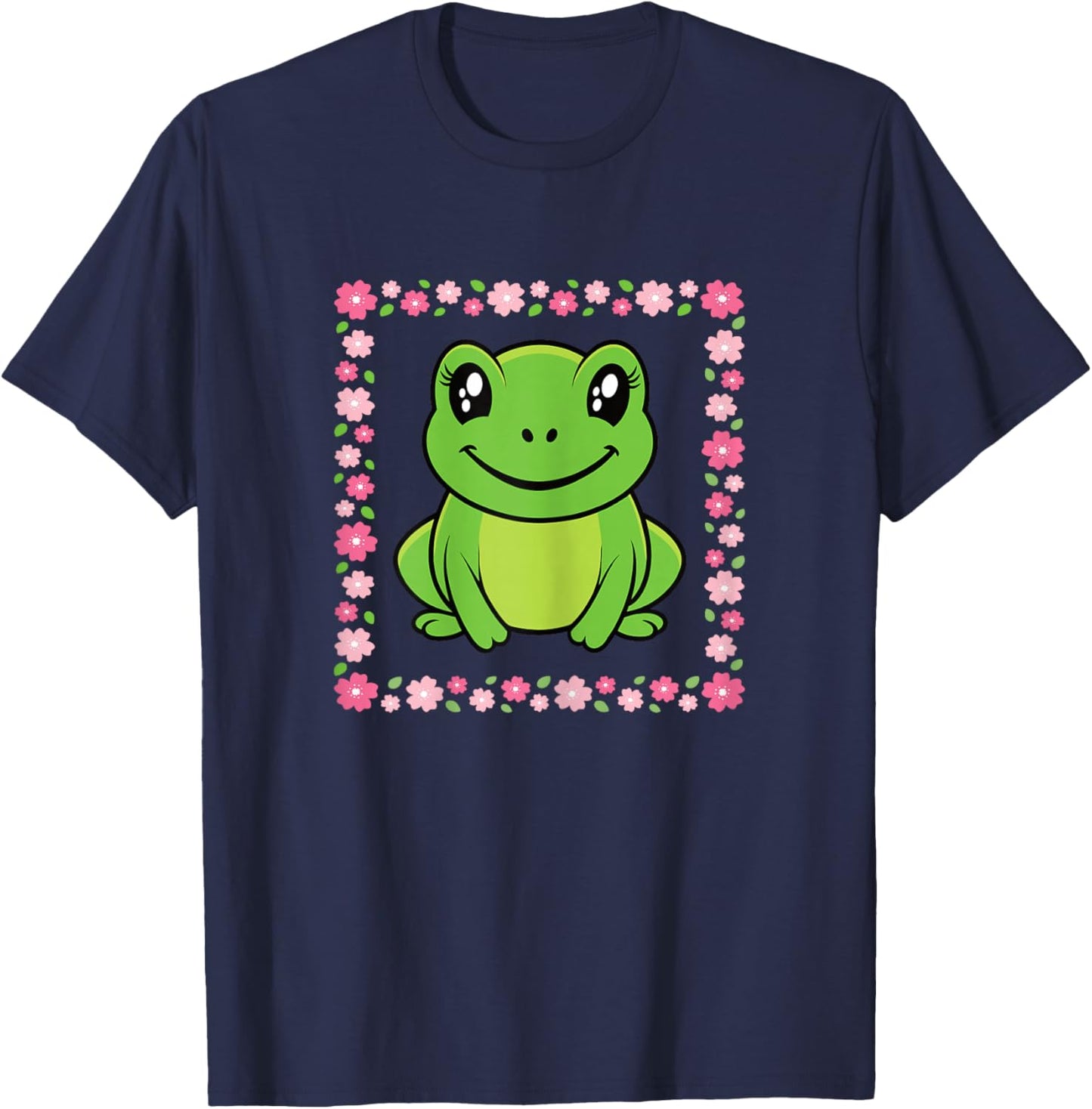 Cute Frog Kawaii Animal Women Girls Kids T-Shirt - T-Shirt | Navy