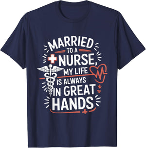 Nurse Wife and nursing husband design for nursing wife T-Shirt - T-Shirt | Navy