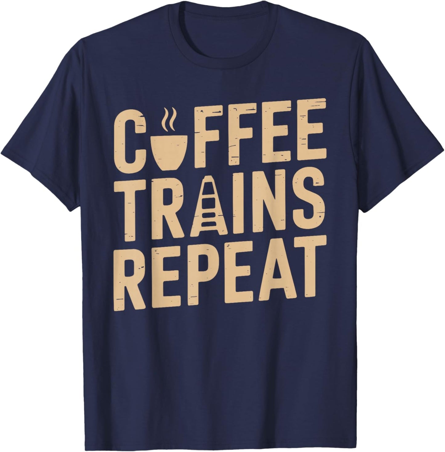 Coffee Trains Repeat Train Conductor T-Shirt - T-Shirt | Navy