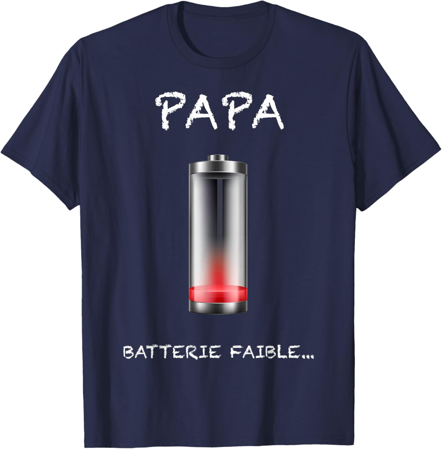 Dad Battery Low Parental Burnout Humor Man T-Shirt - T-Shirt | Navy