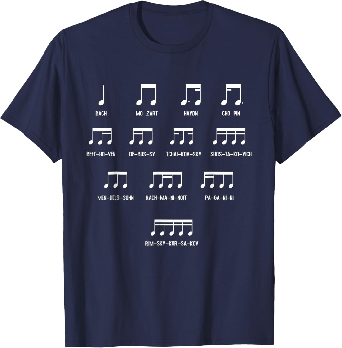 Composer Rhythm Music - Bach Mozart Beethoven Chopin T-Shirt - T-Shirt | Navy