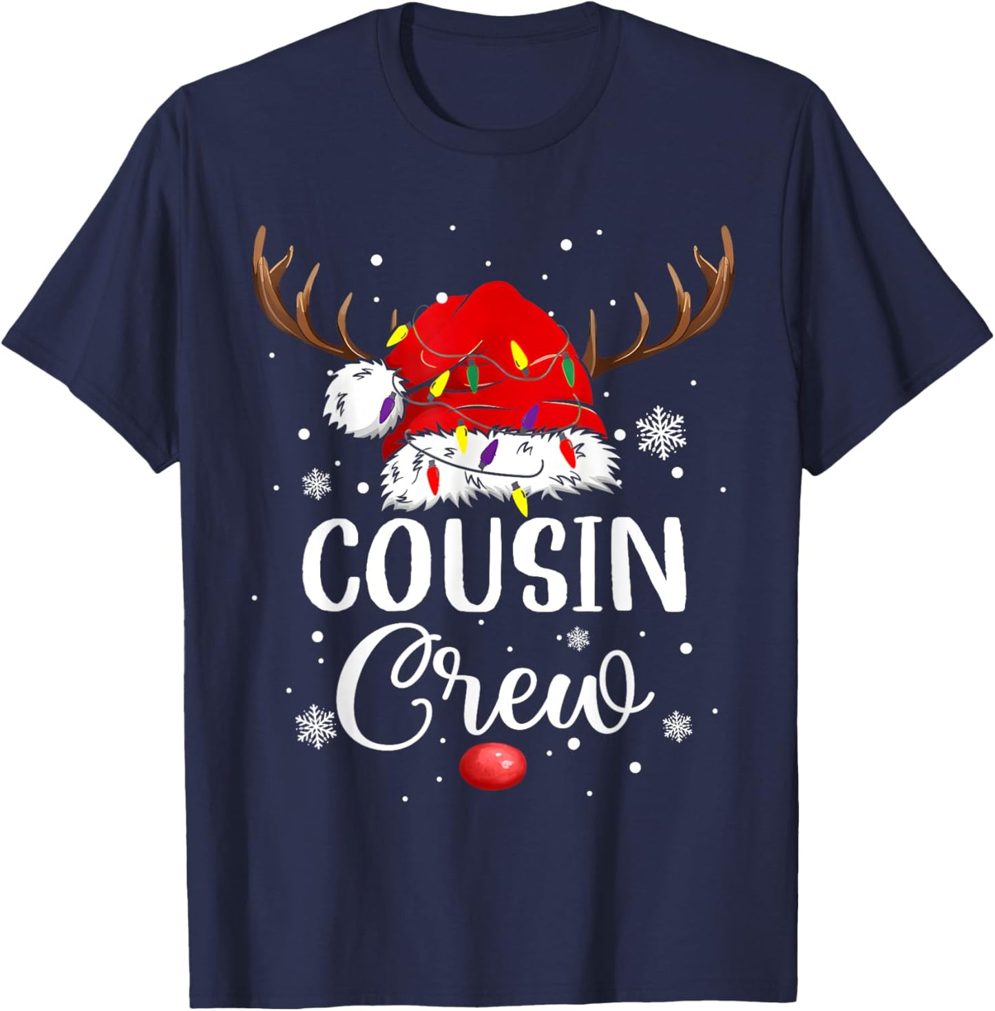 Christmas Cousin Crew Funny Santa Hat Light Kids Men Women T-Shirt - T-Shirt | Navy