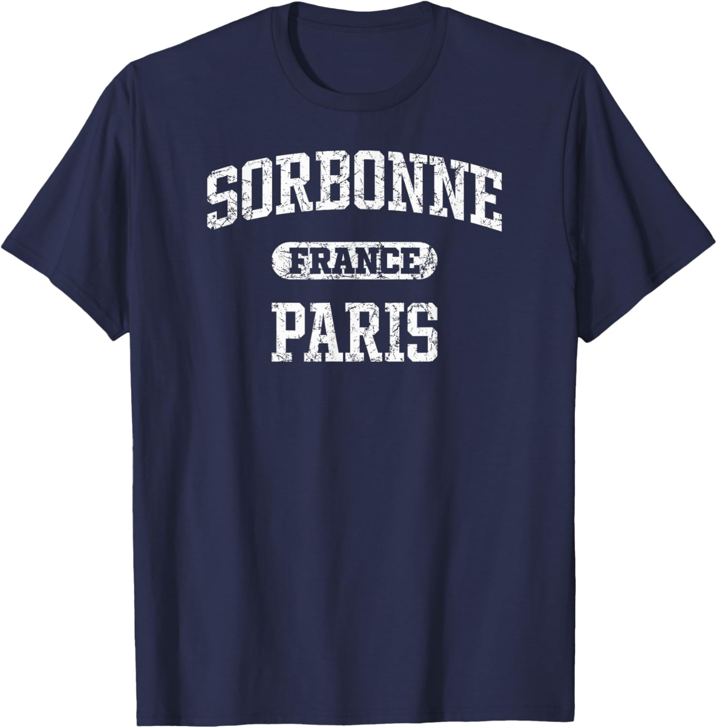 Utopia Sport Paris France Shop Sorbonne Administrative District of Paris France Distressed T-Shirt - T-Shirt | Navy