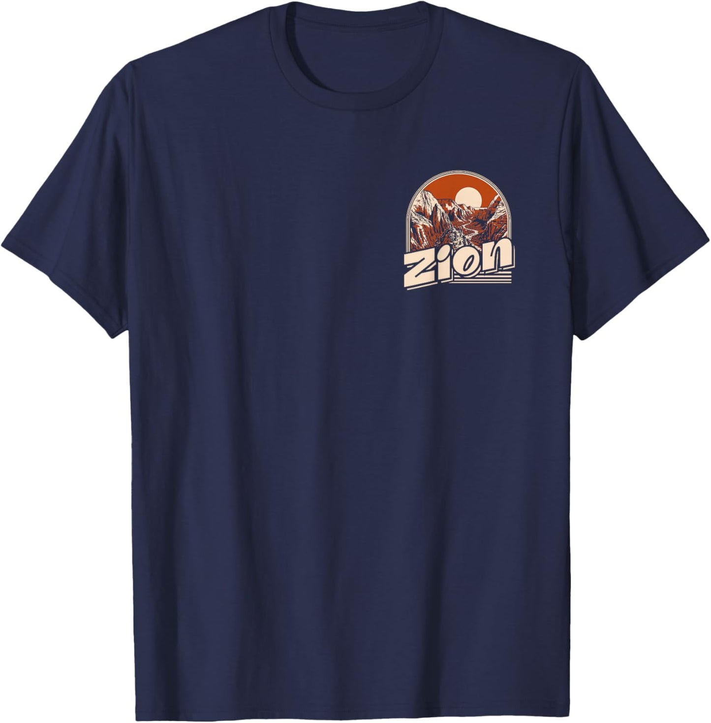 Zion National Park Retro (Design on Front and Back) T-Shirt - T-Shirt | Navy