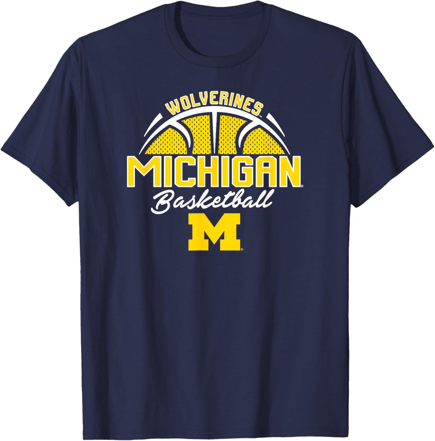 Michigan Wolverines Basketball Three Pointer Dark Heather T-Shirt - T-Shirt | Navy