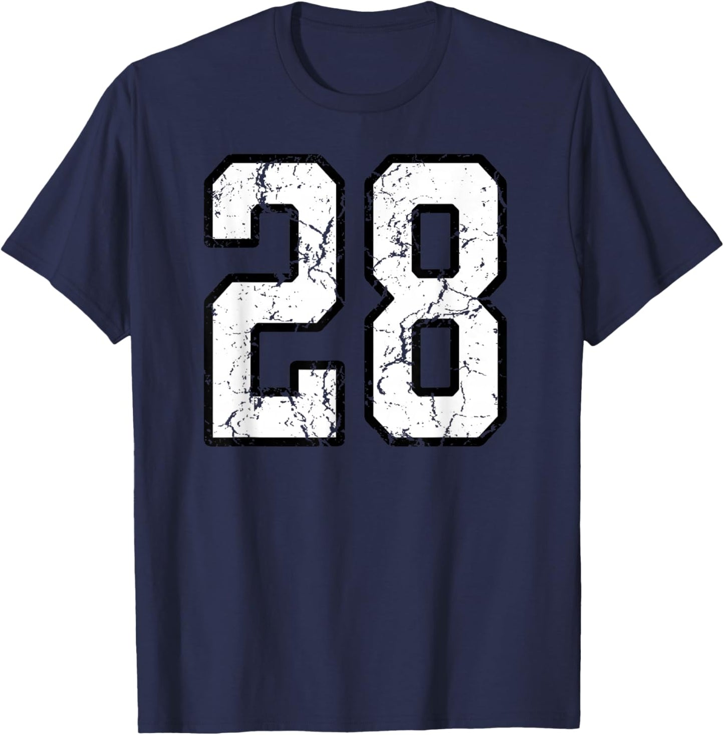 White and Black Sports Number 28 Jersey Uniform Player T-Shirt - T-Shirt | Navy