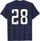 White and Black Sports Number 28 Jersey Uniform Player T-Shirt - T-Shirt | Navy