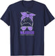 Warrior Messy Bun Women Girls Domestic Violence Awareness T-Shirt - T-Shirt | Navy