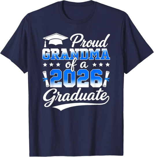 Proud Grandma of A 2026 Graduate Senior 2026 Grad Family T-Shirt - T-Shirt | Navy
