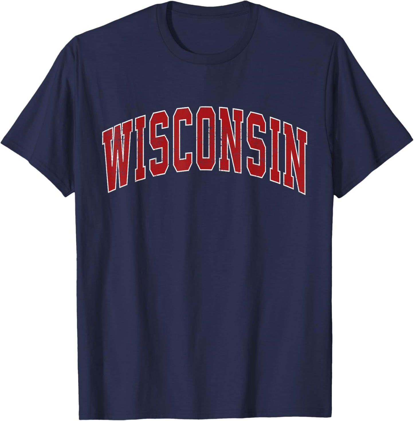 Wisconsin WI Vintage Red Style Gifts Men Women Boy Girl T-Shirt - T-Shirt | Navy