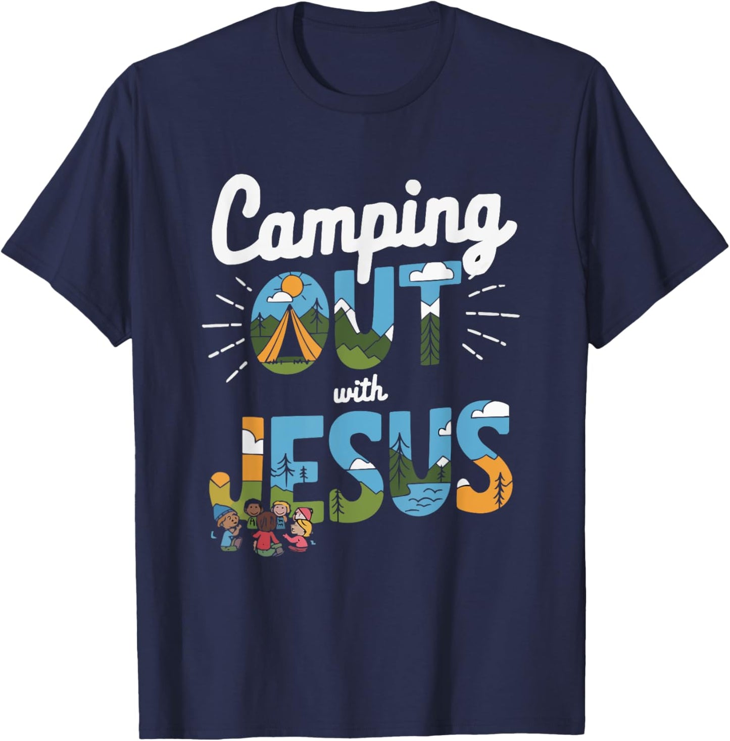 Camping Jesus Christ Religion Christian Camper Christianity T-Shirt - T-Shirt | Navy