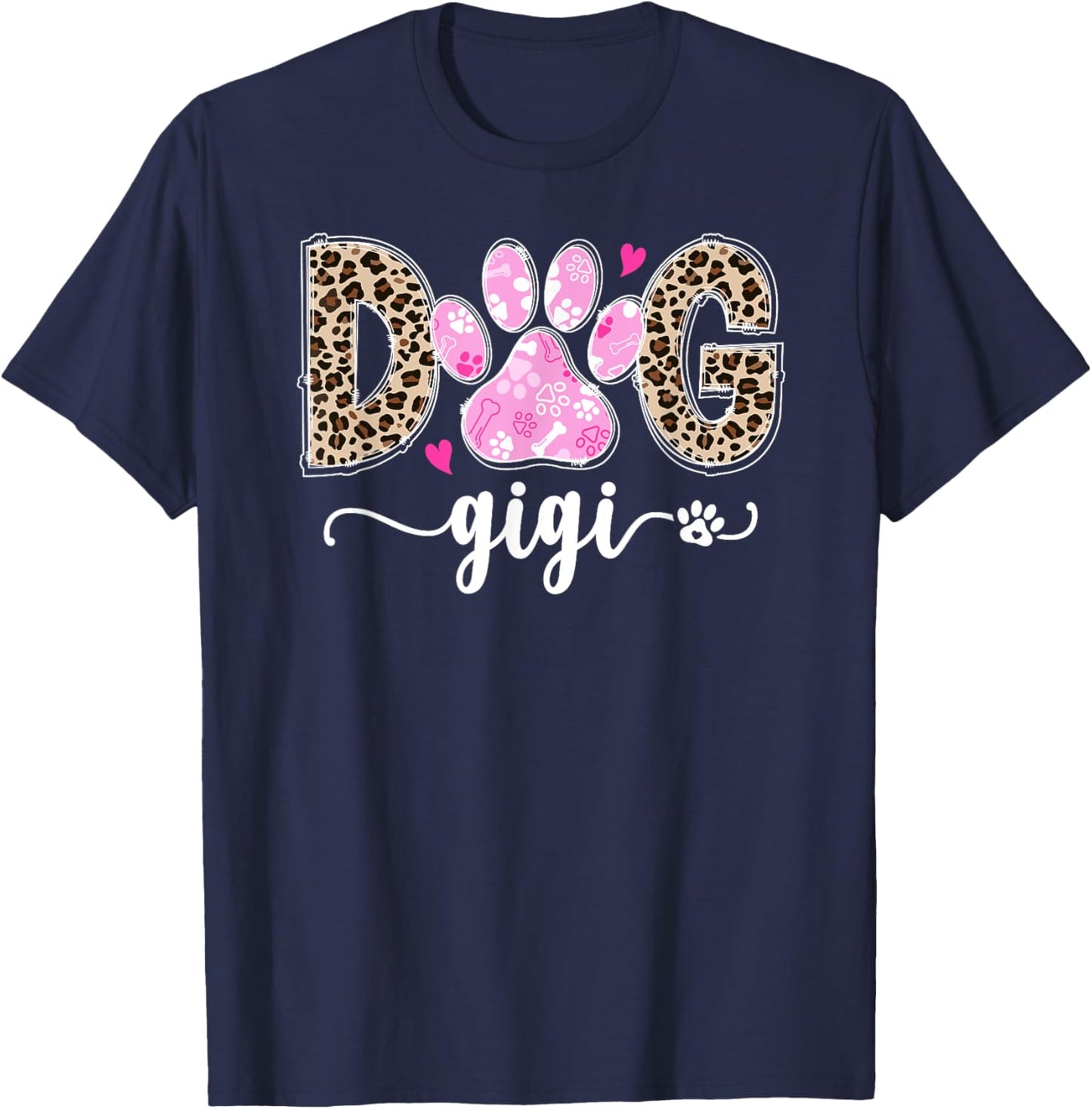Dog Gigi Dog Lover Gigi Grandma Leopard T-Shirt - T-Shirt | Navy