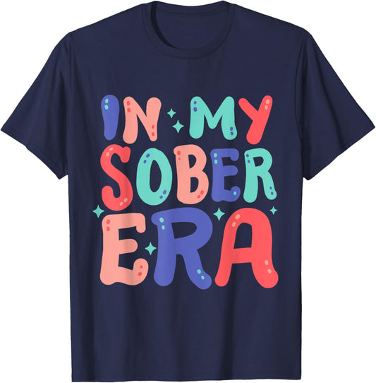 In My Sober Era Retro Groovy Hippie AA Sobriety Pride Women T-Shirt - T-Shirt | Navy