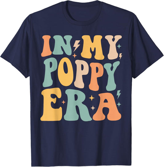 Retro Groovy In My Poppy Era Father's Day T-Shirt - T-Shirt | Navy