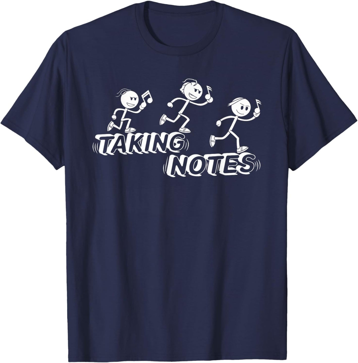 Fun "Taking Notes" Music Stick Figures T-Shirt - T-Shirt | Navy