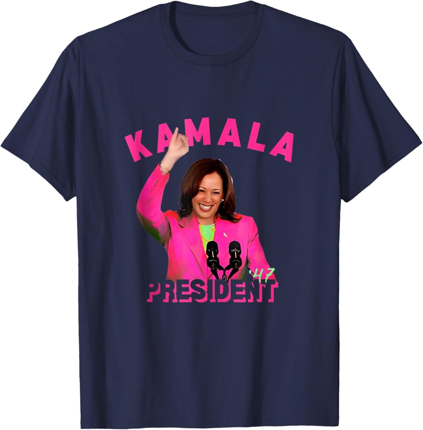 Kamala Harris Aka for President 47 Pink Comma La 2024 Women T-Shirt - T-Shirt | Navy