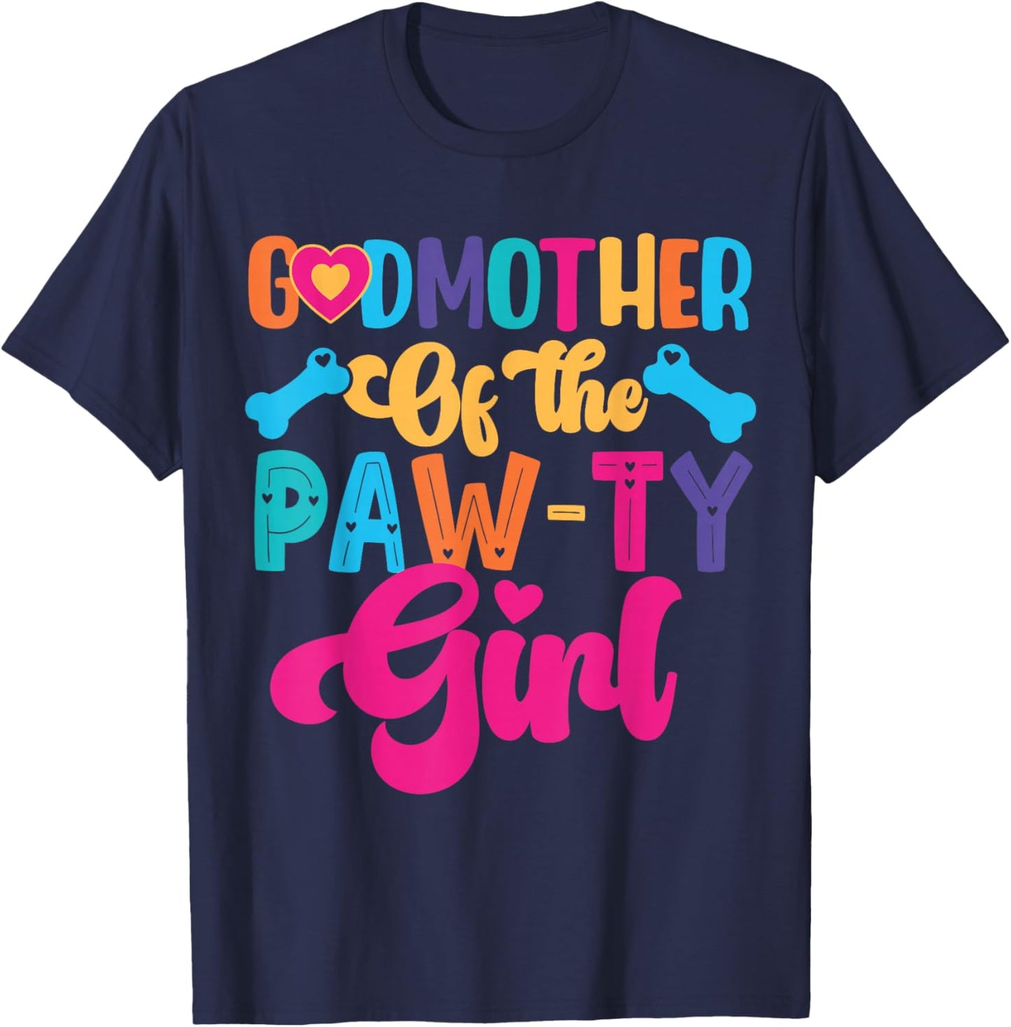 Godmother of The Paw-ty Girl Dog Family Matching Party T-Shirt - T-Shirt | Navy