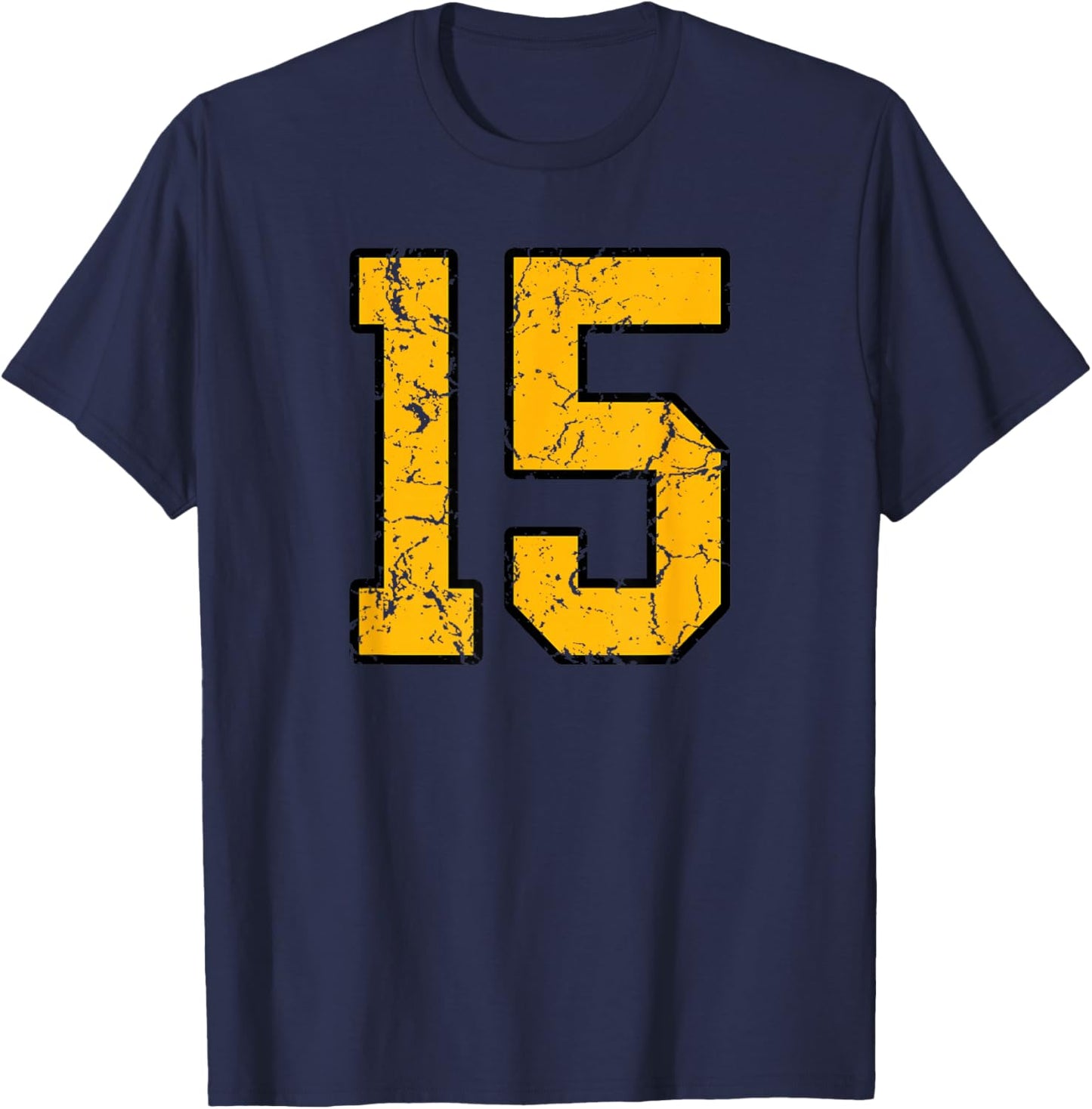Gold and Black Sports Number 15 Jersey Uniform Player T-Shirt - T-Shirt | Navy