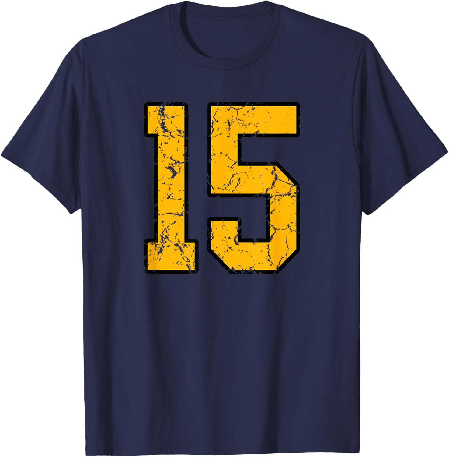 Gold and Black Sports Number 15 Jersey Uniform Player T-Shirt - T-Shirt | Navy