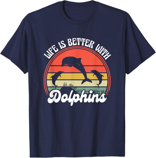 Dolphin Lover Cute Sea Ocean Animals Funny Dolphin Trainer T-Shirt - T-Shirt | Navy