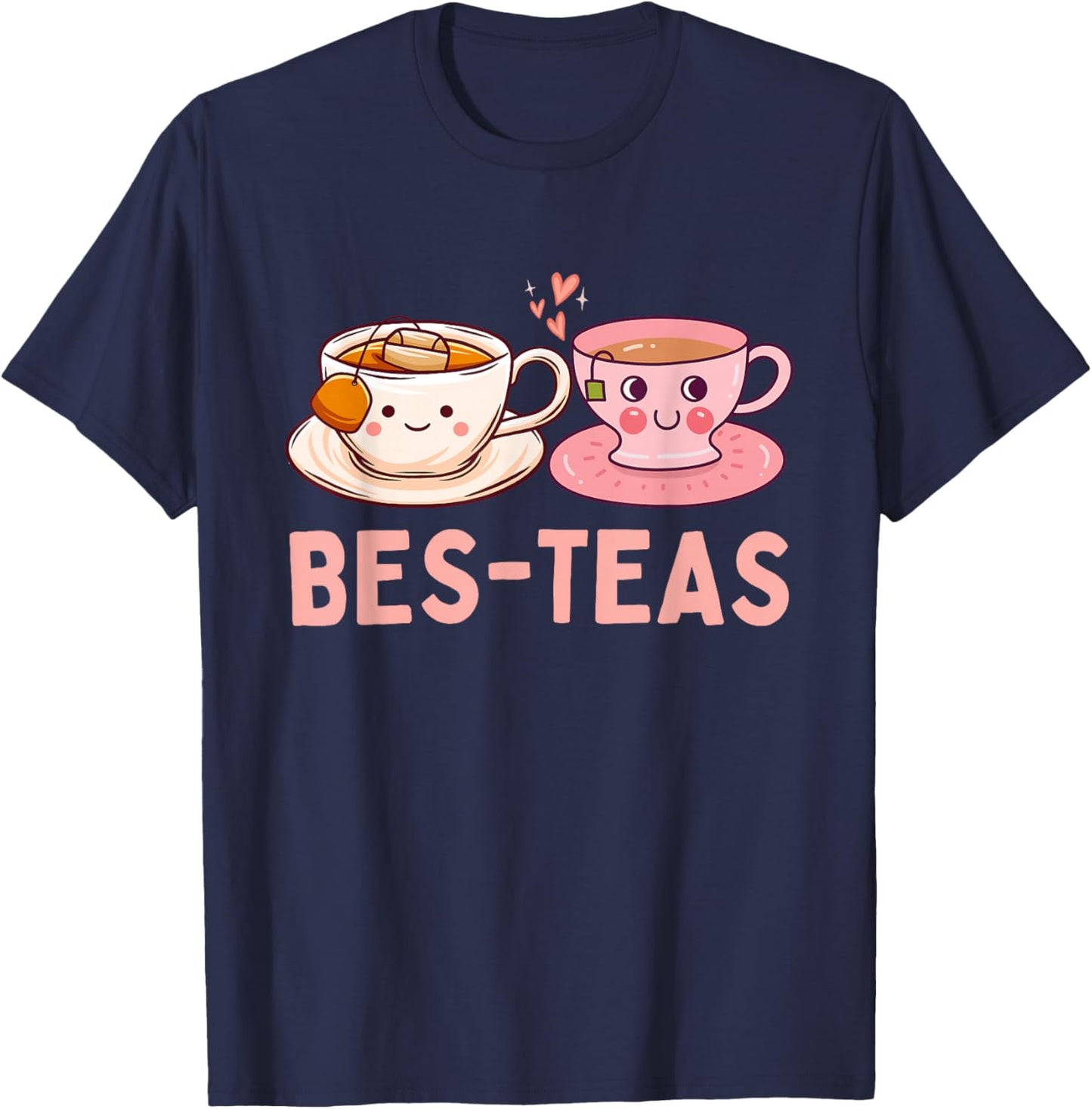 Funny BES-Teas Kawaii Teas Lover Bestie Matching Women Girls T-Shirt - T-Shirt | Navy