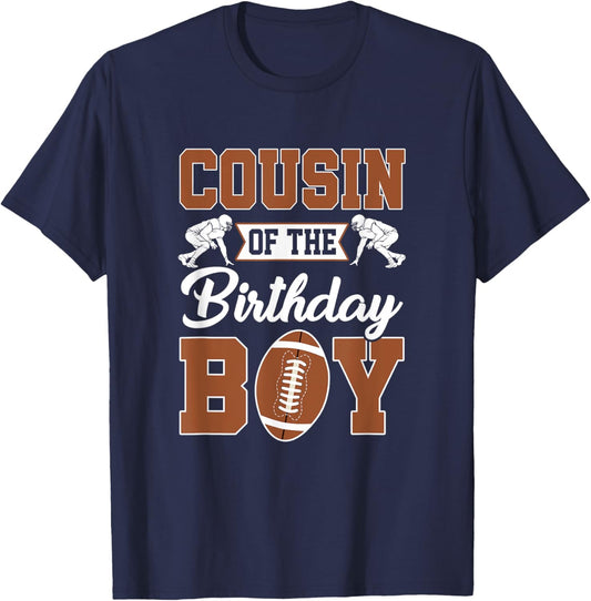 Cousin Of The Birthday Boy Football Party Family Matching T-Shirt - T-Shirt | Navy