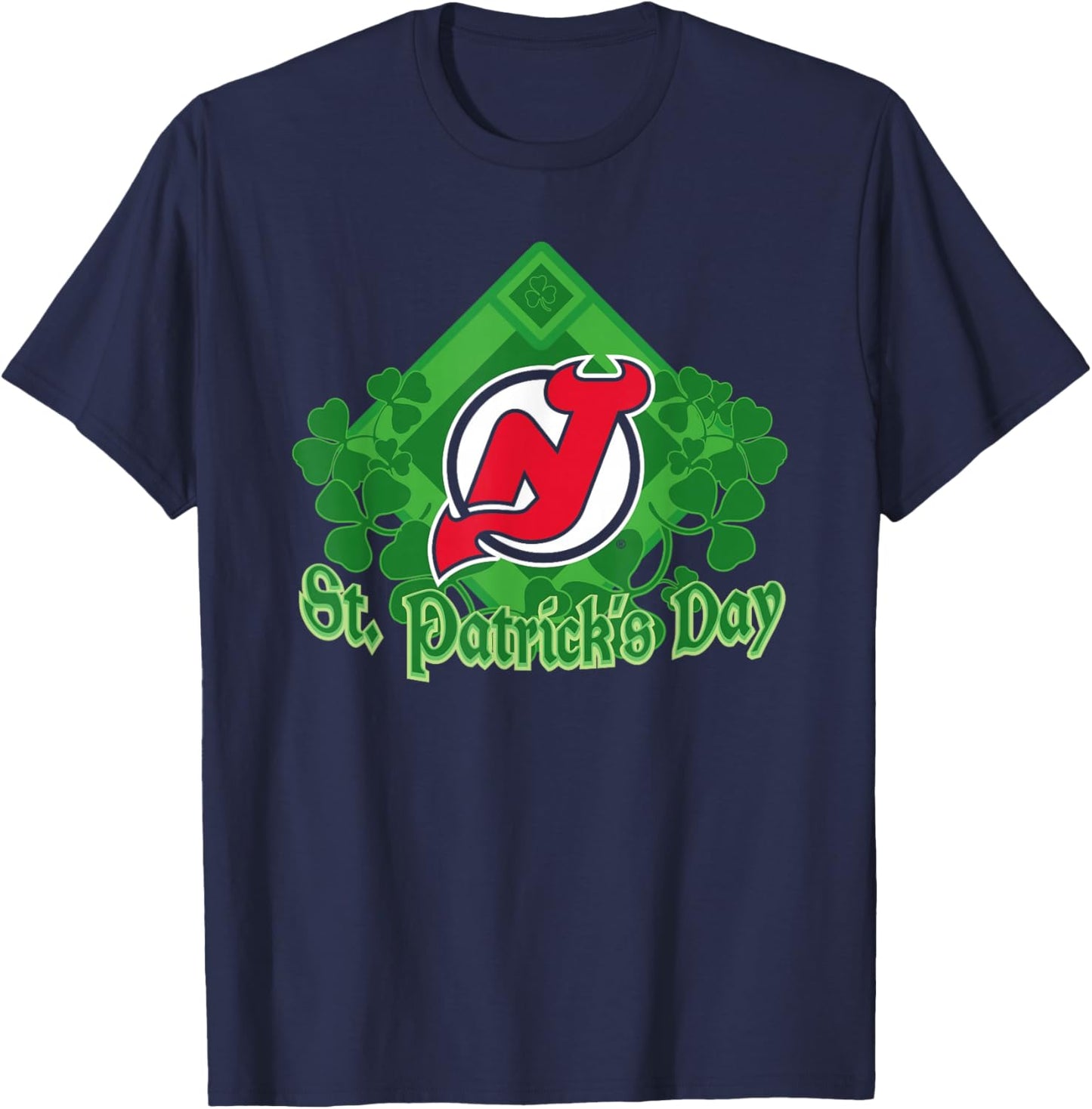 New Jersey Devils St. Patrick's Day Black NHL Licensed T-Shirt - T-Shirt | Navy