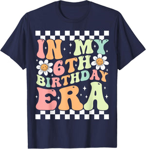 In My 6th Birthday Era Cute Daisy Groovy 6th Birthday Party T-Shirt - T-Shirt | Navy