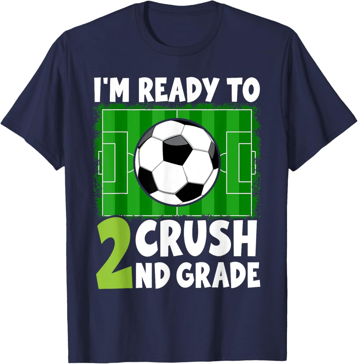 Back to School First Day of 2nd Grade Soccer Boys Kids T-Shirt - T-Shirt | Navy