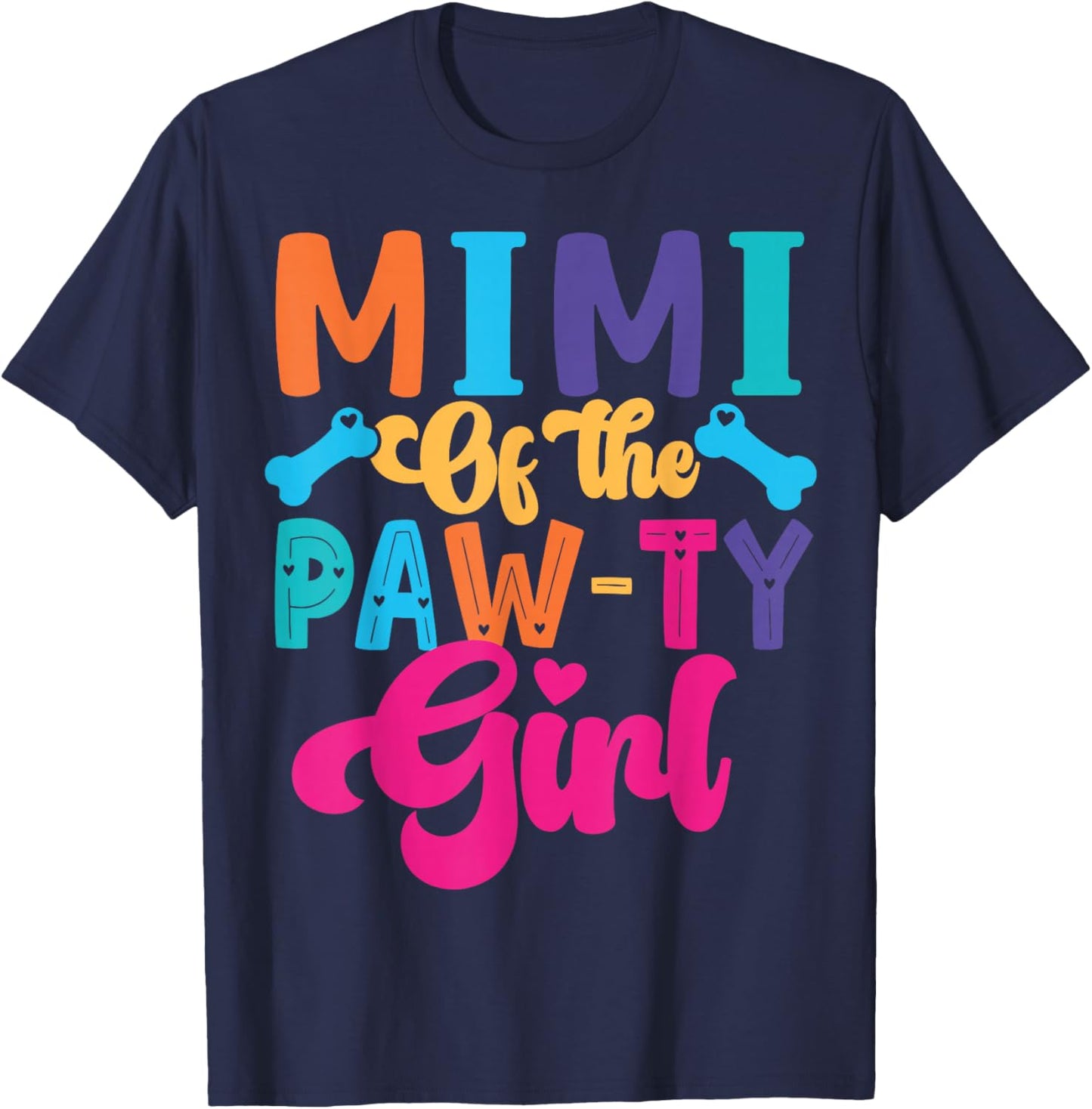 Mimi Of The Birthday Girl Dog Paw Family Matching Party T-Shirt - T-Shirt | Navy