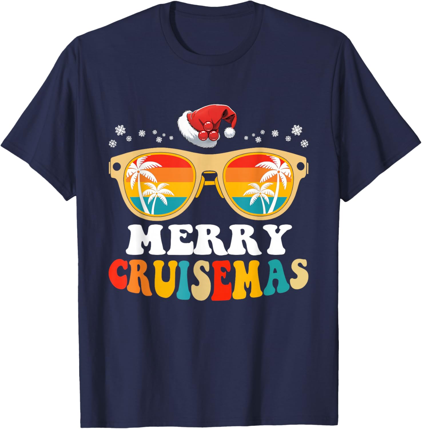 Merry Cruisemas Retro Summer Cruise Christmas Men Women Kids T-Shirt - T-Shirt | Navy