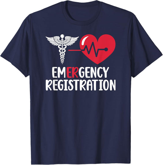 Emergency Department Registration Caduceus ER Registration T-Shirt - T-Shirt | Navy